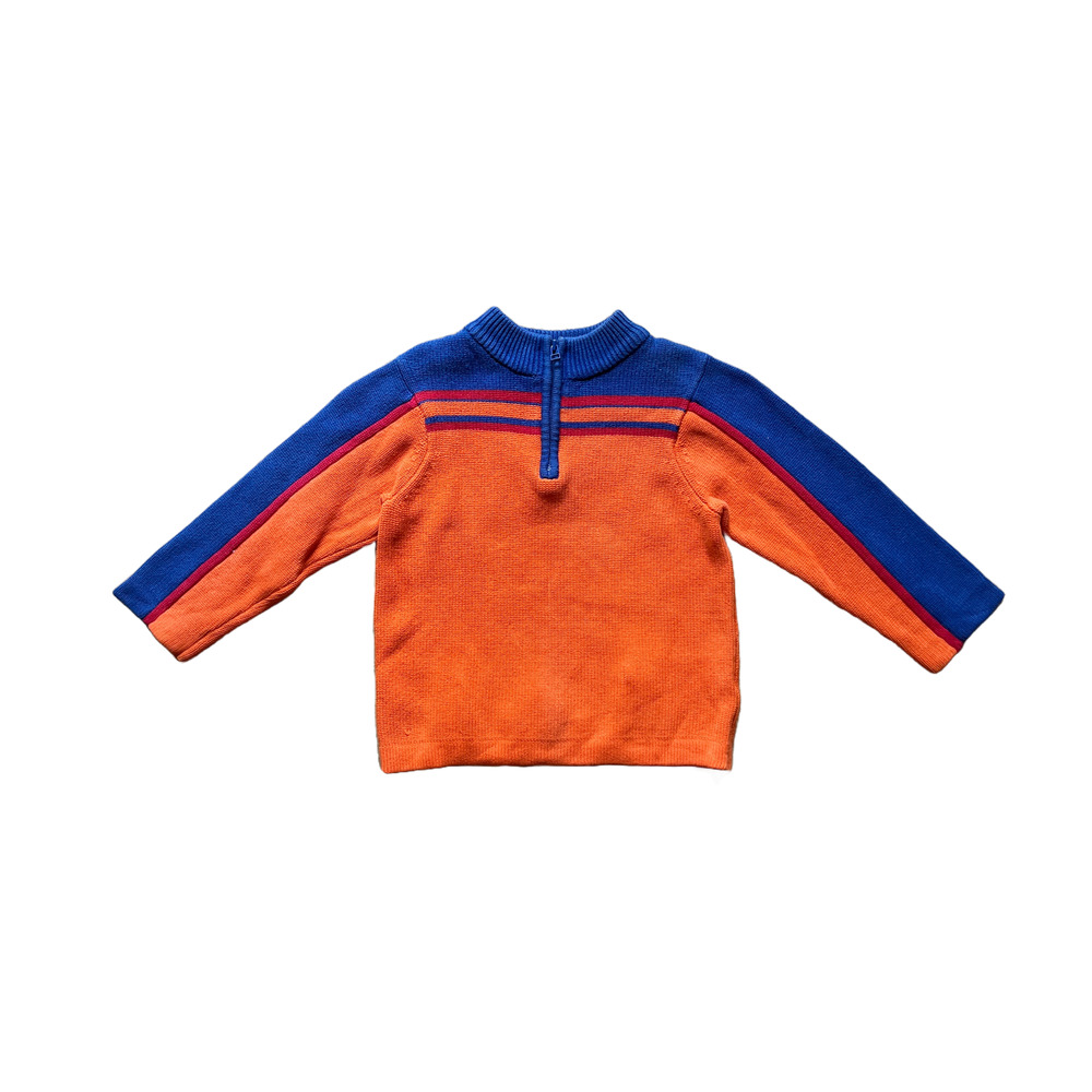 Hanna Andersson 1/4 Zip Sweater Size 100 Colorblock Striped Retro Sporty Winter